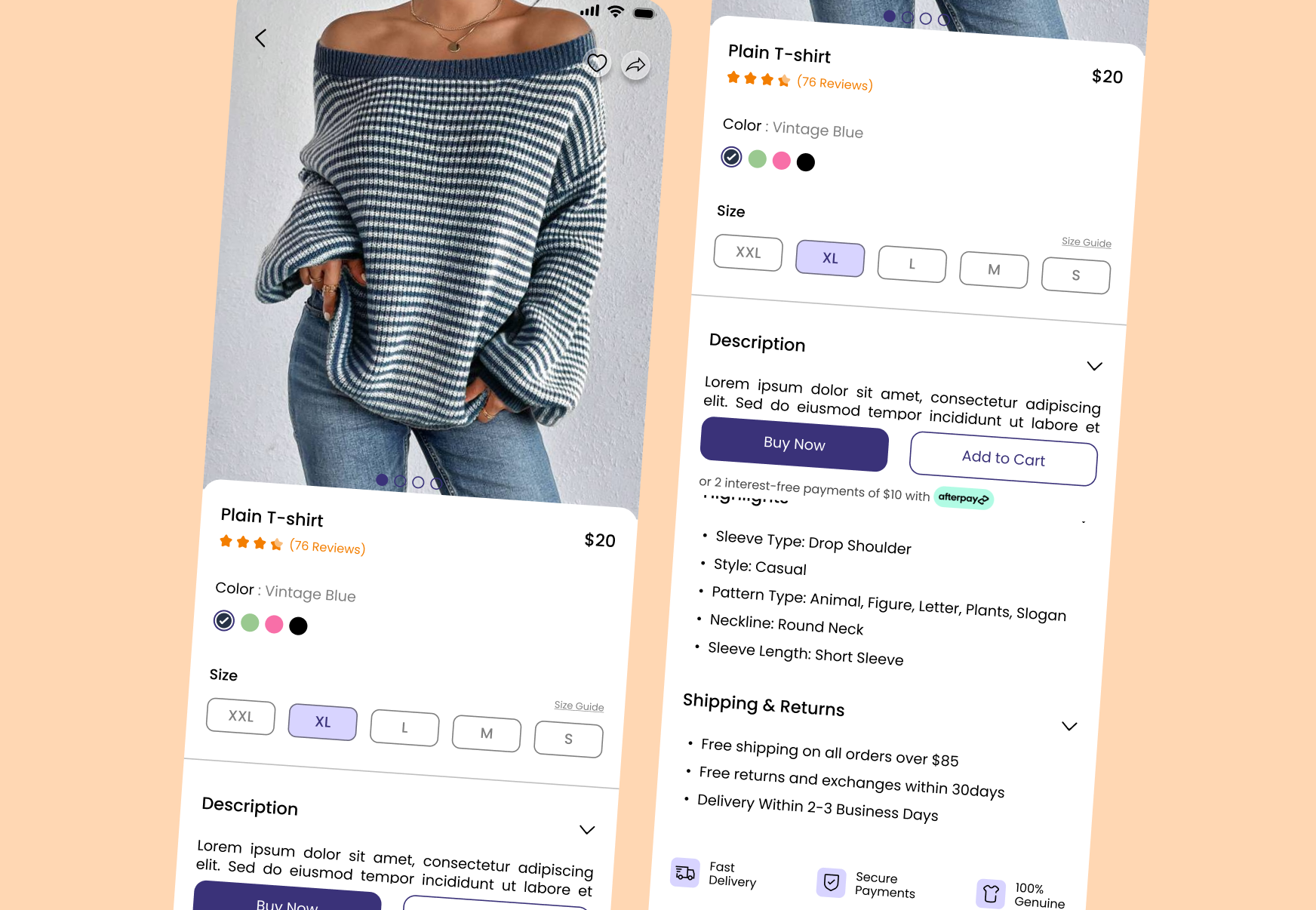 Fashion App Product Page